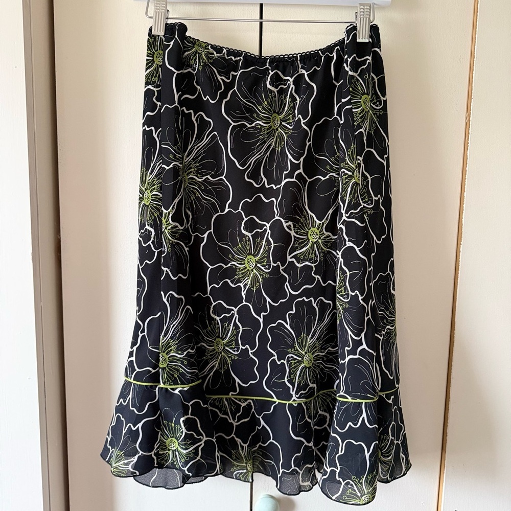 Vintage Fashion Bug ๐๐ Floral Black and Green Women's Skirt Size 14/16 - Picture 3 of 6